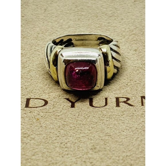 David Yurman Sterling Silver 925 14k 585  Gold & Pink Tourmaline Ring - Picture 1 of 8
